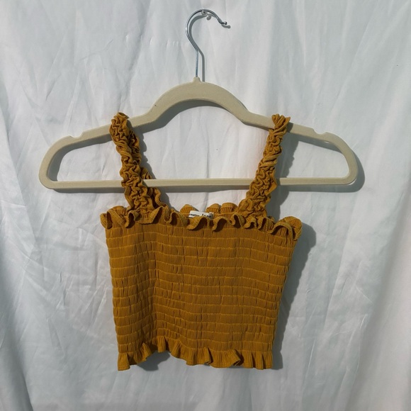 Reformation Mustard Ruffle Crop Top - Picture 2 of 5